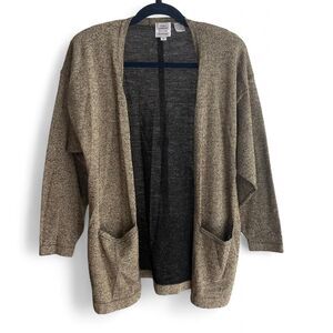 Cream brown lurex Tony Lambert open cardigan size M